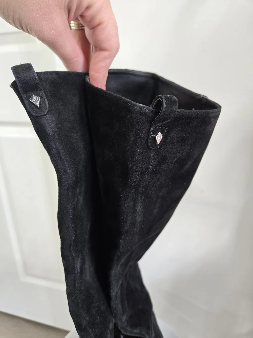 Sam Edelman Black Suede Knee-High Block Heel Boots